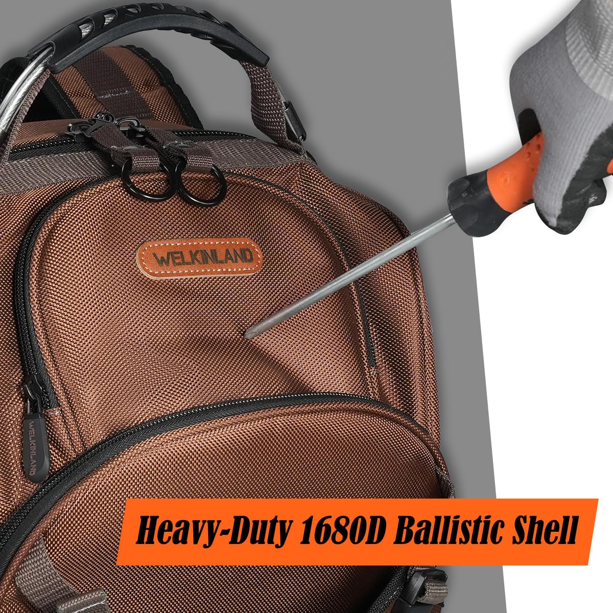 Welkinland 70-Pockets HVAC Backpack 45L capacity fits tools and extras.