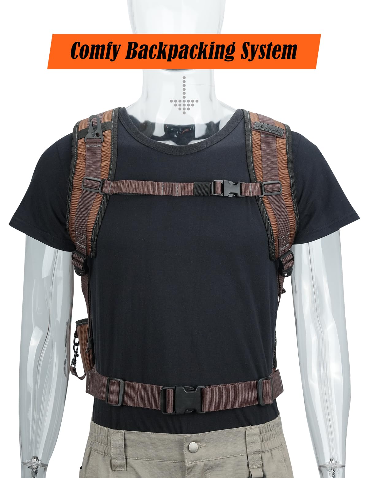 Welkinland 70-Pockets HVAC Backpack waterproof hard base protects contents outdoors.