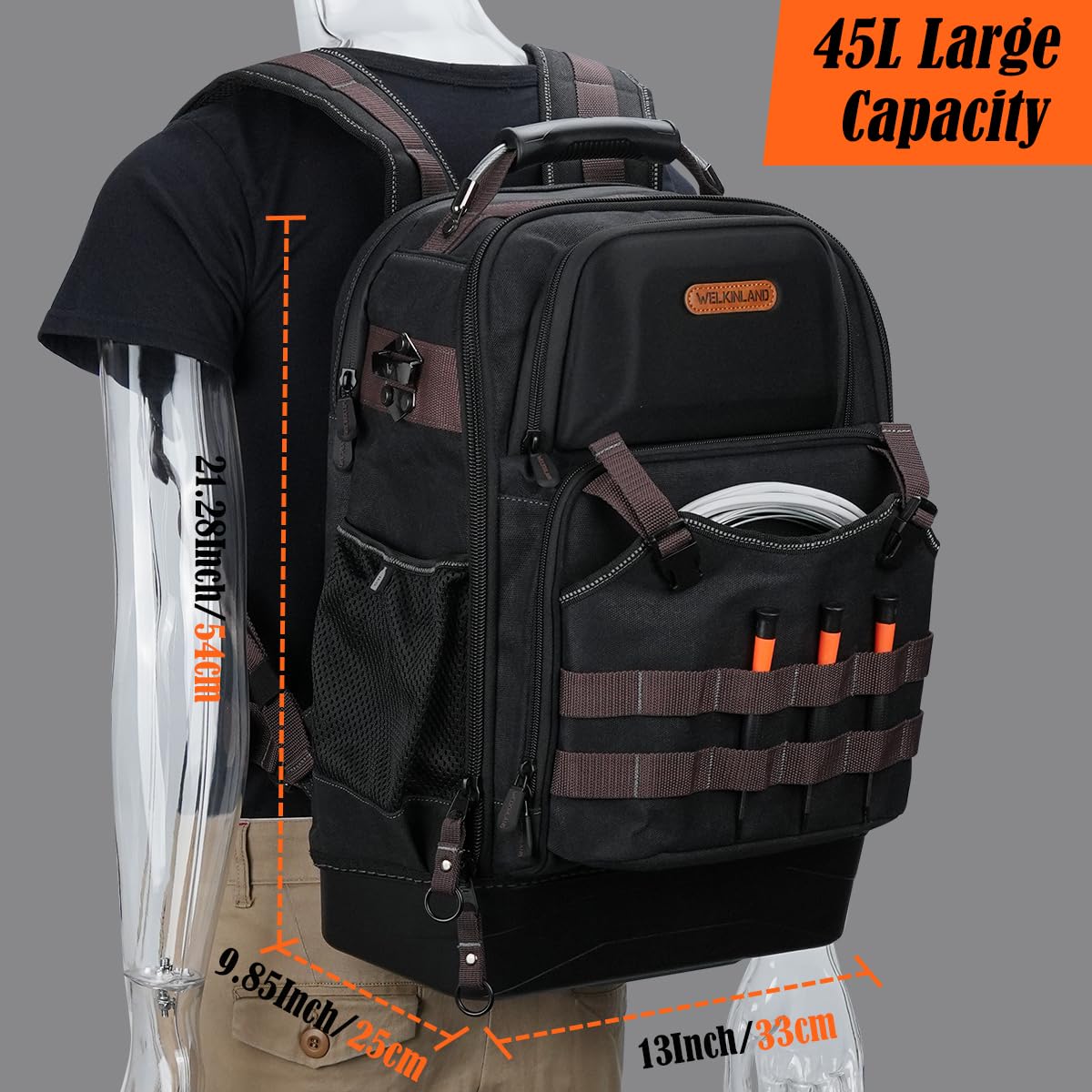 Welkinland 76Pockets ergonomic straps reduce fatigue during long shifts