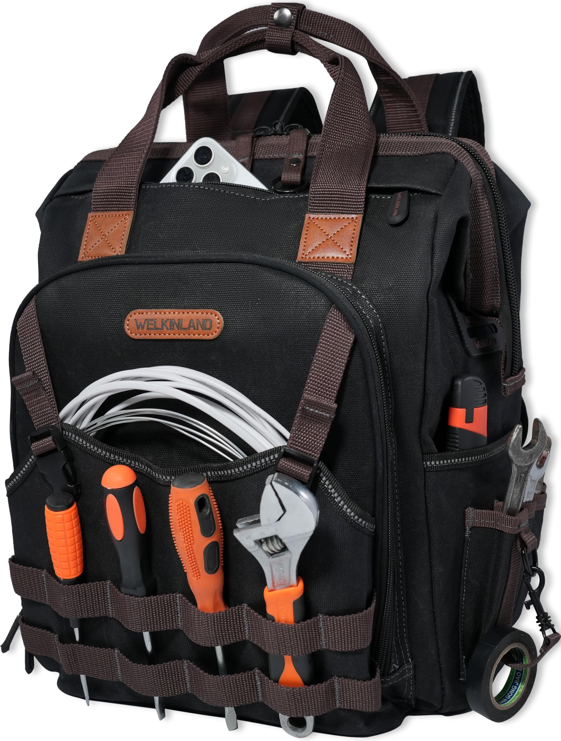 Welkinland 88-pocket tool backpack offers organized storage for on-site tasks.
