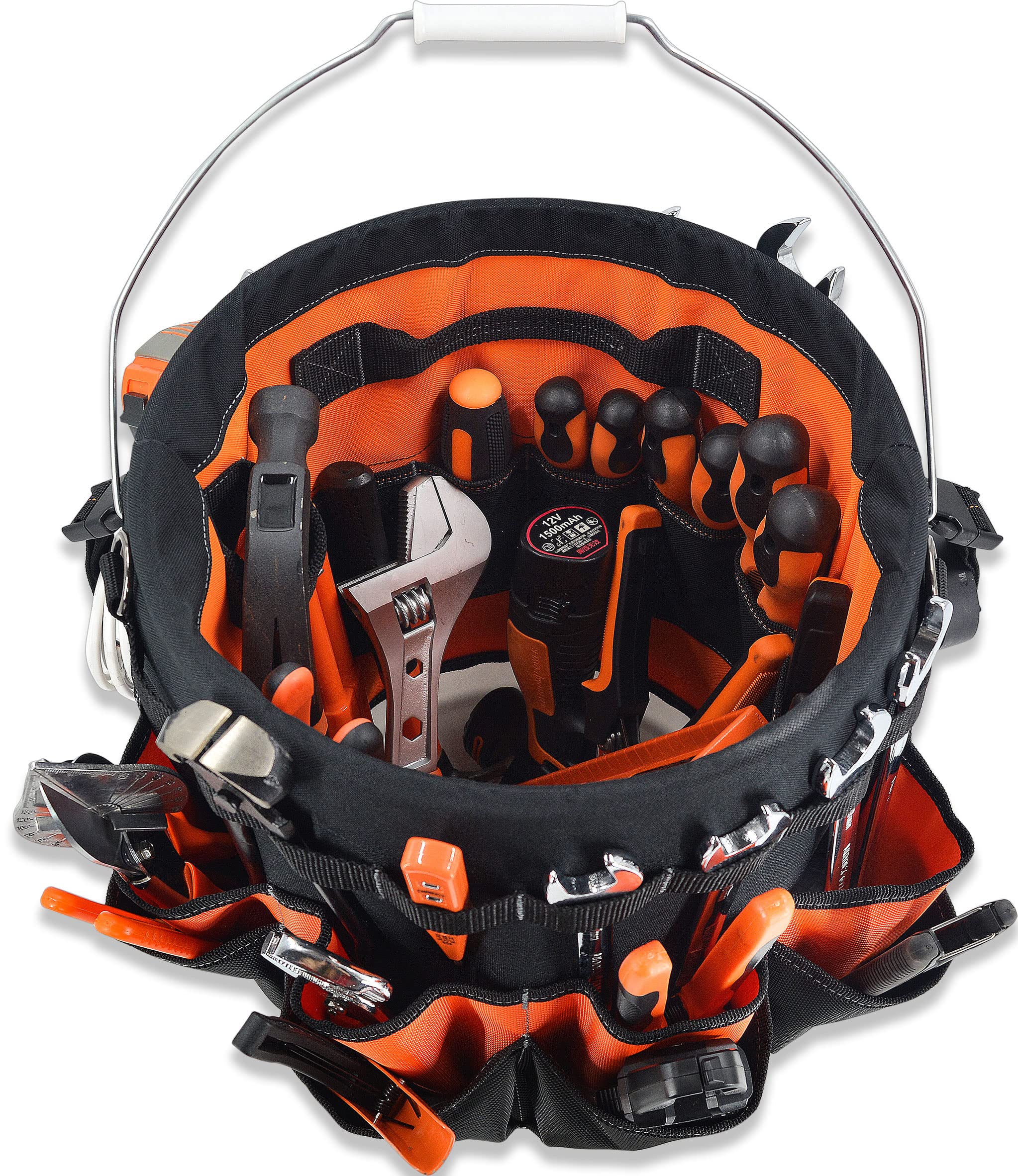 WELKINLAND stitched-edge detail emphasizes durability and secure attachment on the bucket.