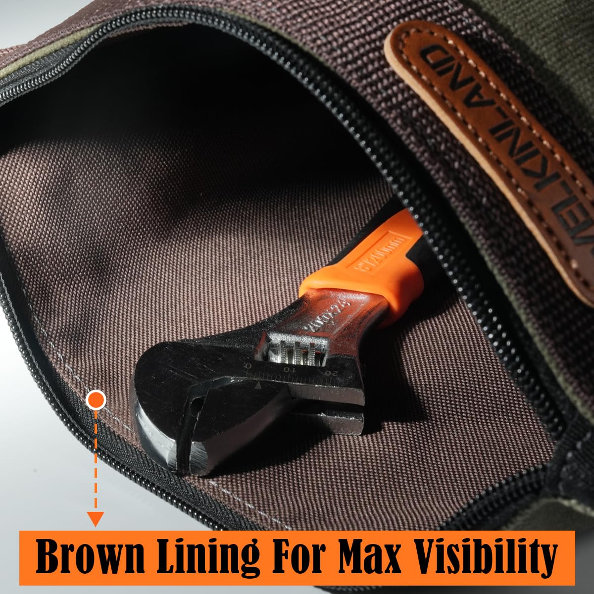 WELKINLAND blue tool pouch enables fast tool retrieval.