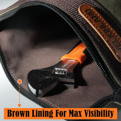 WELKINLAND blue tool pouch enables fast tool retrieval.