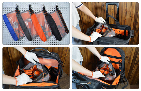 WELKINLAND Clear Tool Pouch 13-inch size accommodates small parts and gear