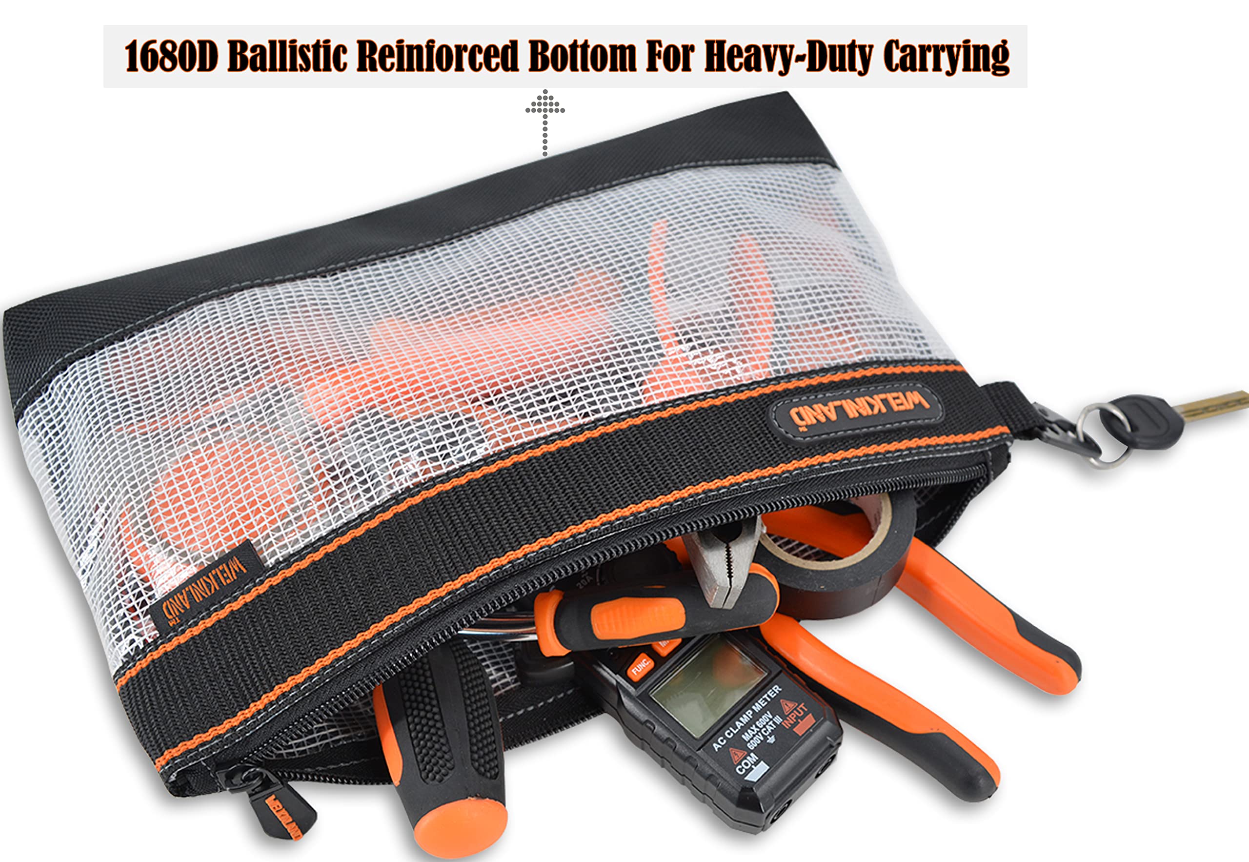 WELKINLAND Clear Tool Pouch detachable clip enables easy attachment to larger bags
