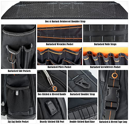WELKINLAND tool backpack suited for construction professionals for organized job-site carry.