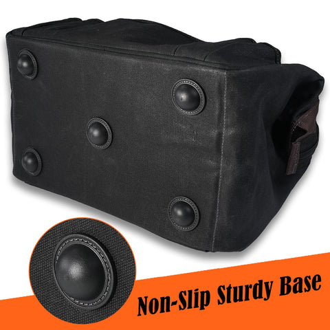 Welkinland double webbing handles with leather reinforcements improve comfort.