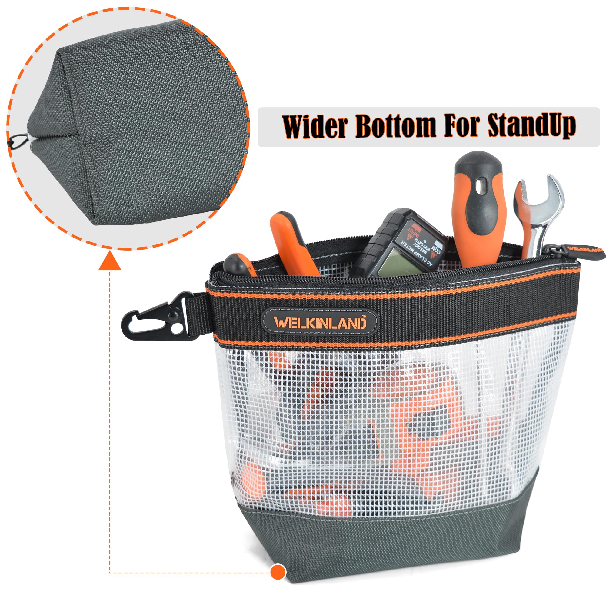 Welkinland 1680D ballistic bottom provides rugged protection for tools.