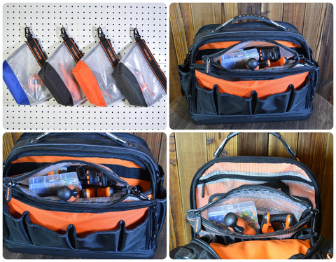 Welkinland metal clip enables easy chaining to other pouches or belts.