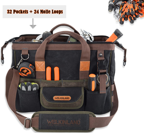 Welkinland gun metal zipper tool bag for durable, secure storage.