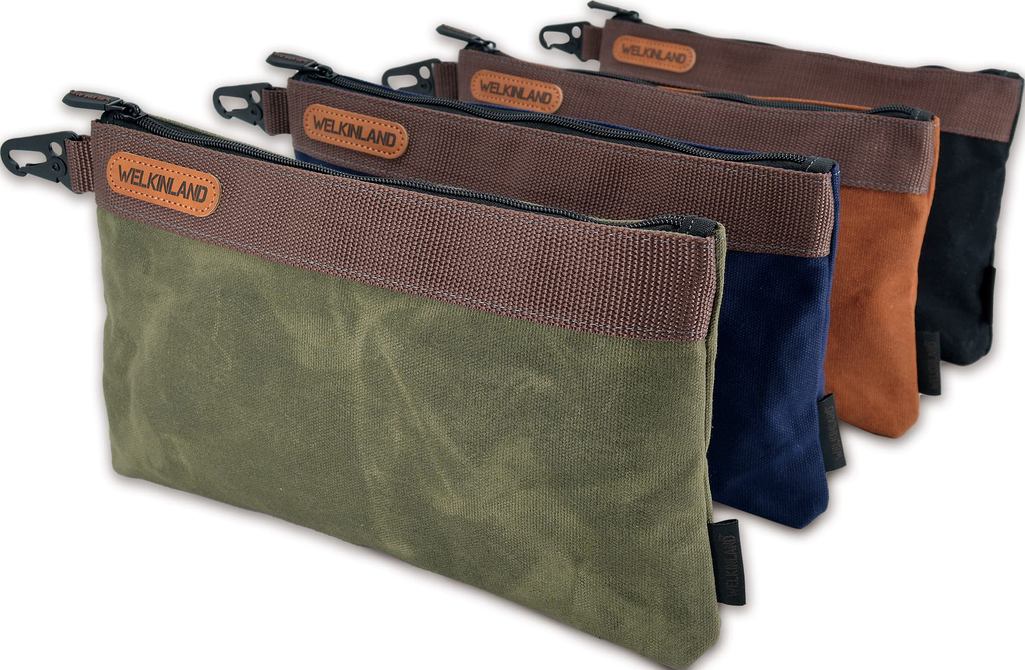 Welkinland heavy-duty canvas tool pouch set with four compartments for organized tasks