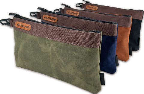 Welkinland heavy-duty canvas tool pouch set with four compartments for organized tasks