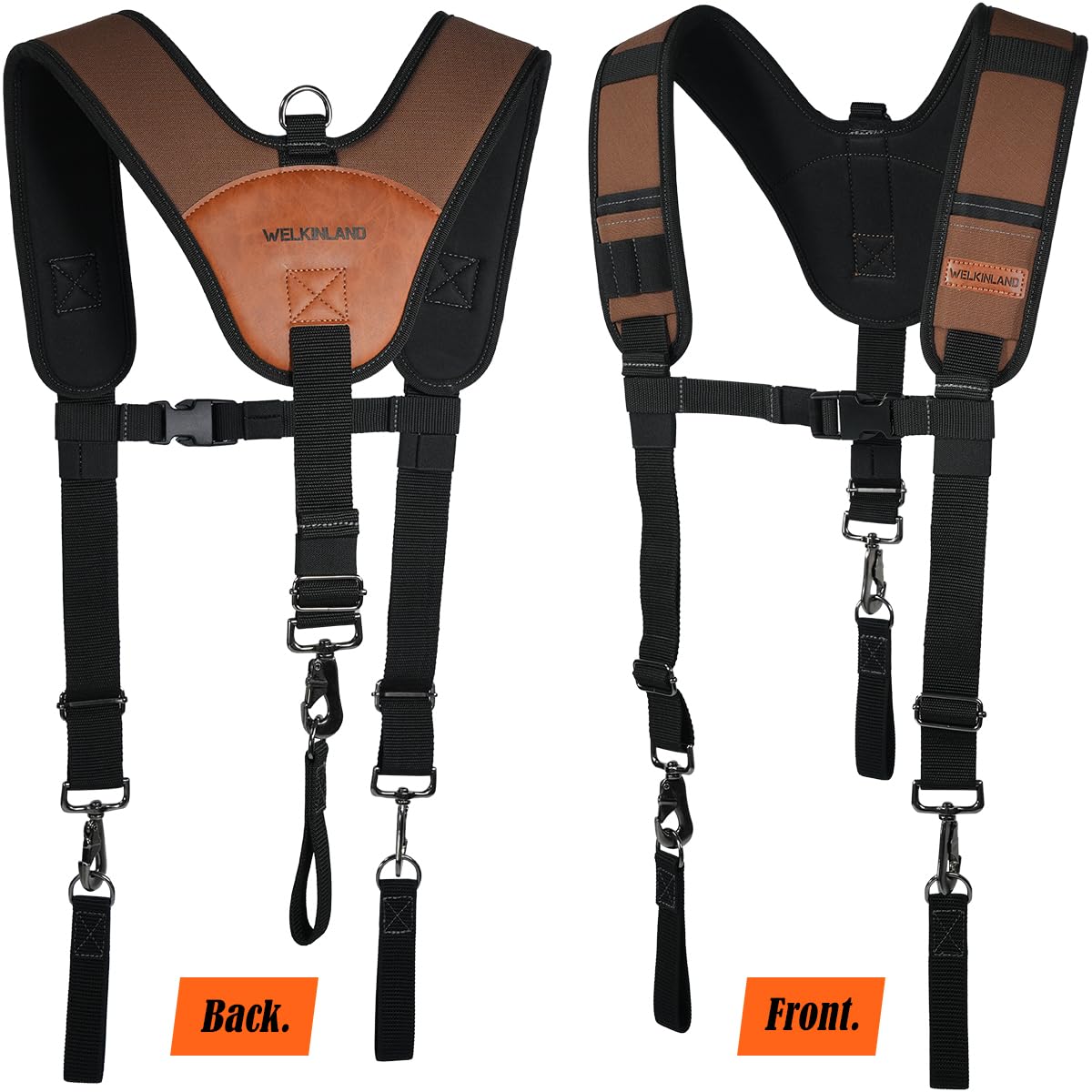 Welkinland heavy-duty suspender rugged gun-metal hooks ensure durability