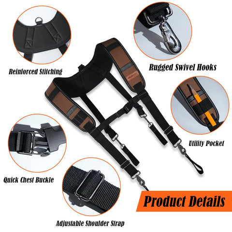 Welkinland heavy-duty suspender supports heavier tool belts with less fatigue