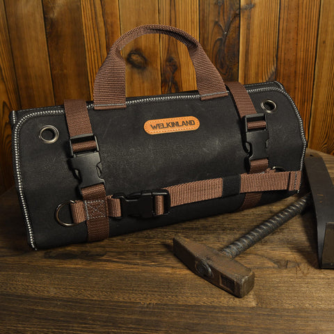 Welkinland tool roll rolled compactly for easy transport