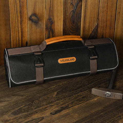 WELKINLAND heavy-duty tool roll shows rugged exterior for tough job sites.