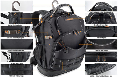WELKINLAND nylon zipper closure provides secure tool access and longevity.