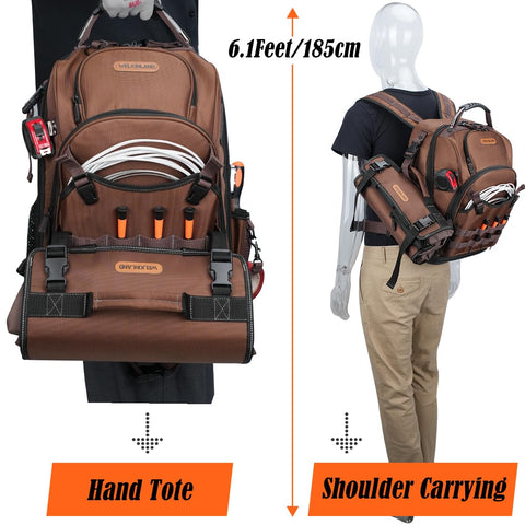 WELKINLAND professional electrician backpack enabling organized workflow on site.