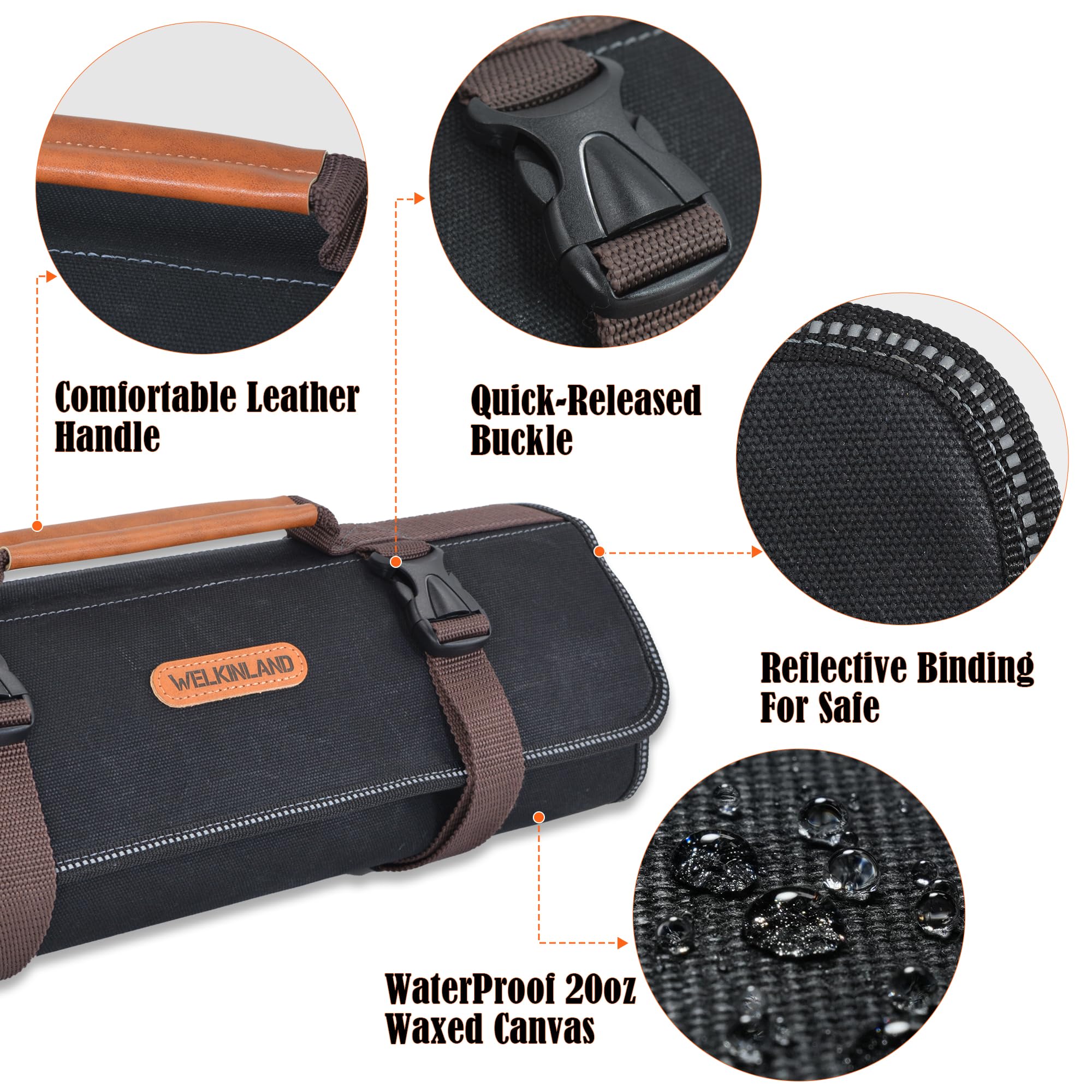 WELKINLAND quick-release buckle allows fast unrolling and attachment.
