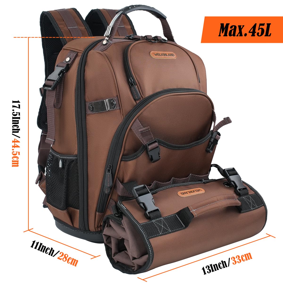 WELKINLAND reinforced shoulder straps for comfortable carrying on long job days.