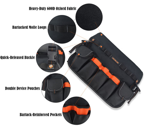 WELKINLAND tool bag organizer pocket-organization tailored for carpentry and electrical work.