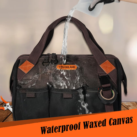 Welkinland tool bag with zipper pocket provides secure storage during jobs.