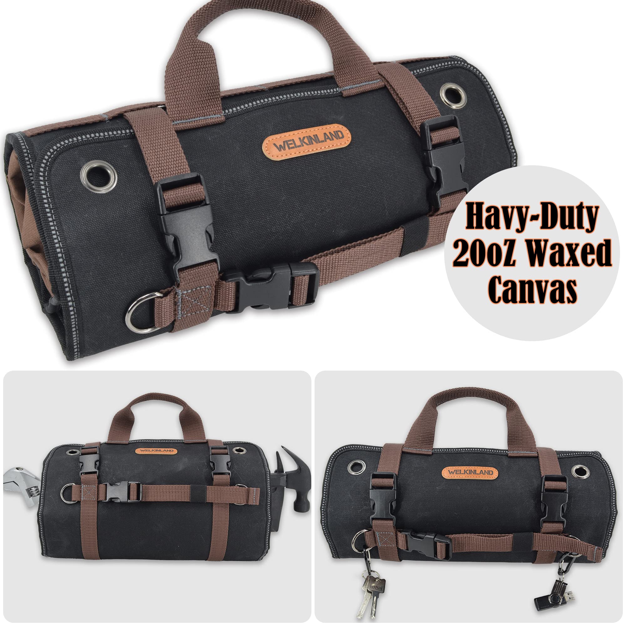 Welkinland 15-liter capacity tool roll expanded for gear