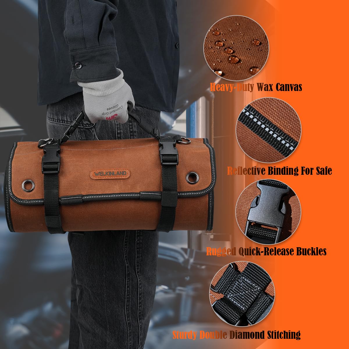 Portable 15L roll bag ideal for on-site transport.