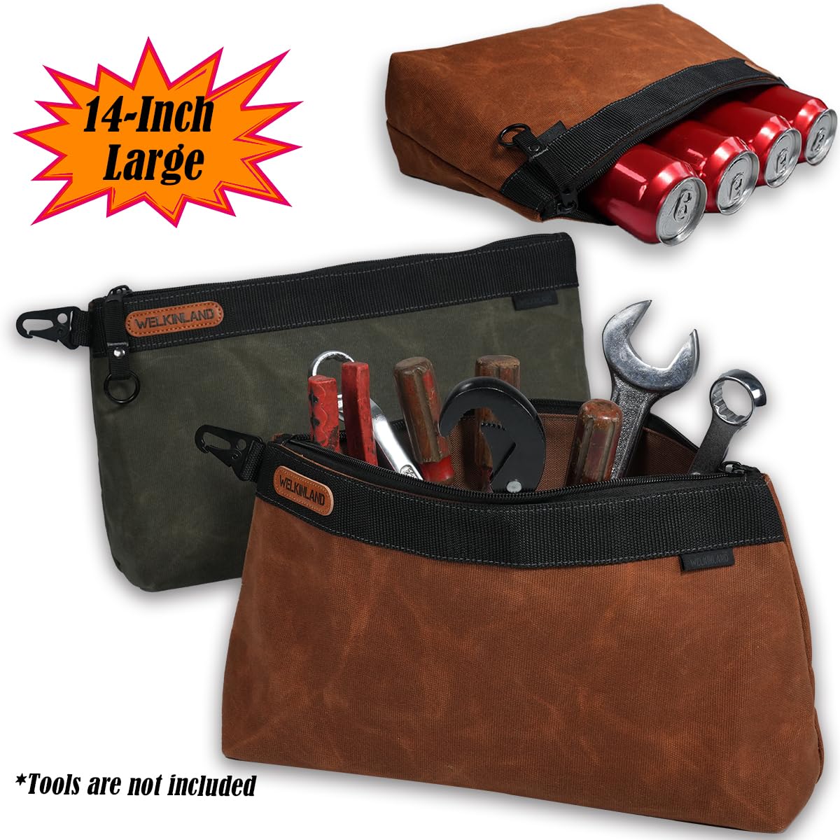 Welkinland waxed canvas with water-resistant coating protects contents from rain.