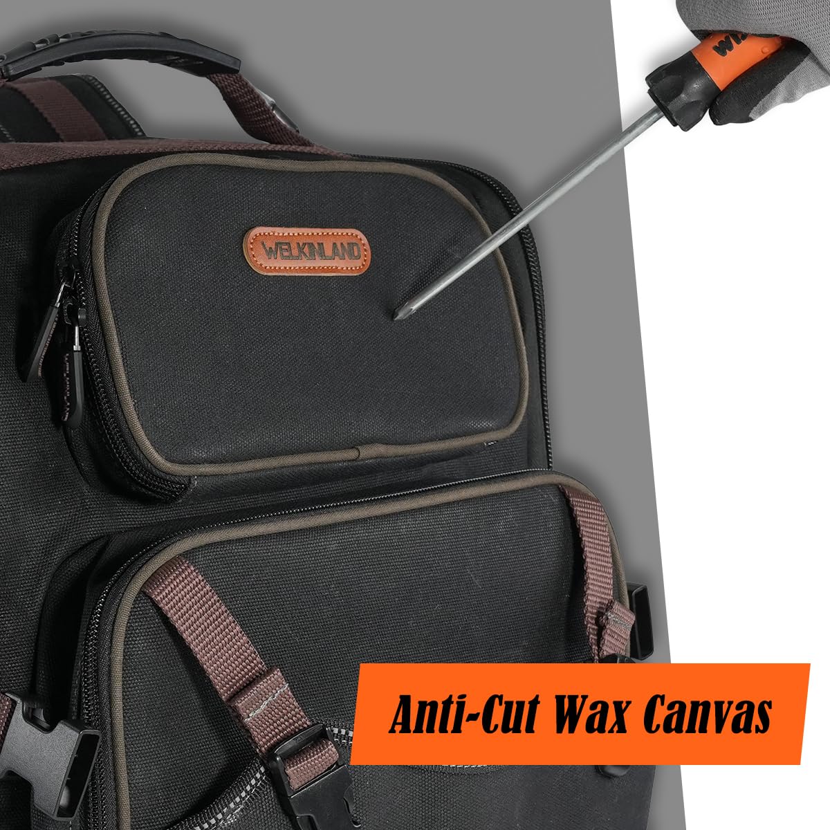 Welkinland wax canvas close-up showing durable, weather-resistant fabric