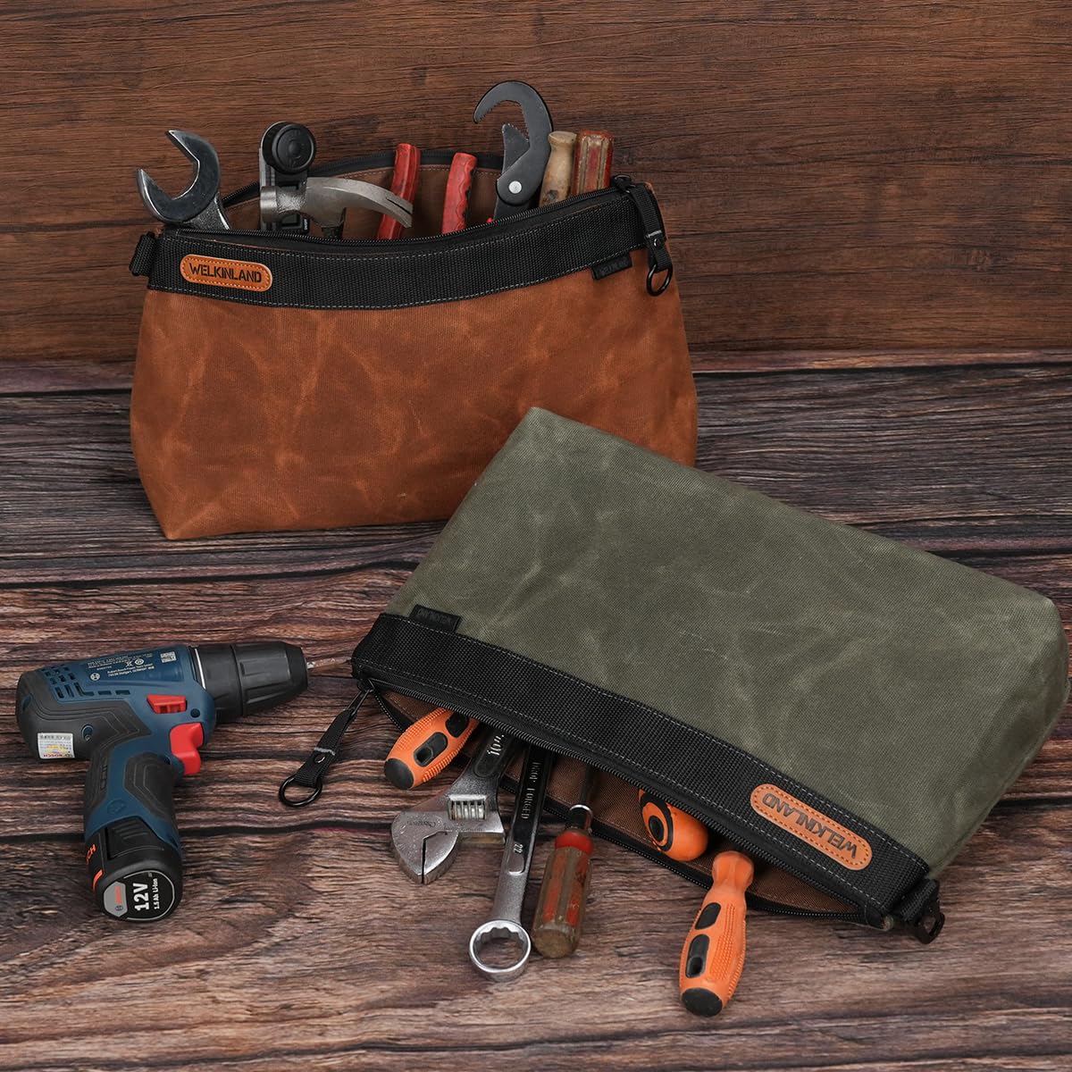 Welkinland zippered pouch opening close-up showing glove-friendly quick access.