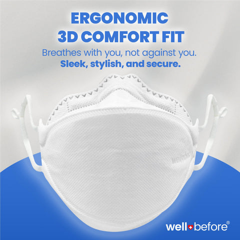 Well Before 3D PRO KN95 Mask lightweight construction supports daily activities.