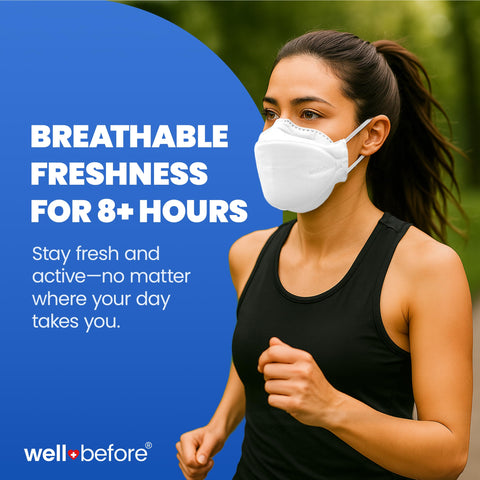 Well Before 3D PRO KN95 Mask medium size fits a wide range of faces.