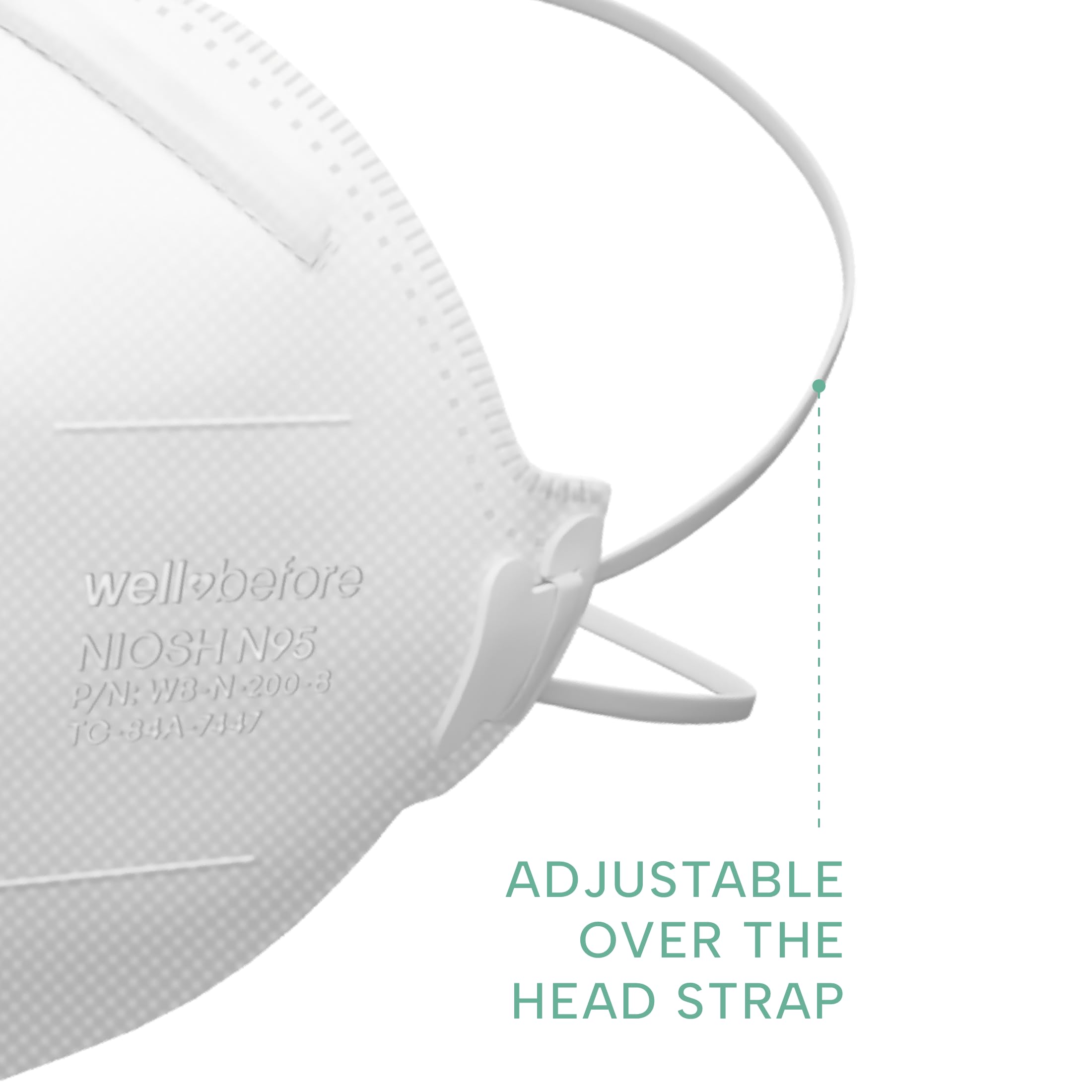 Well Before N95 Mask adjustable-strap focus reducing ear pressure for all-day wear