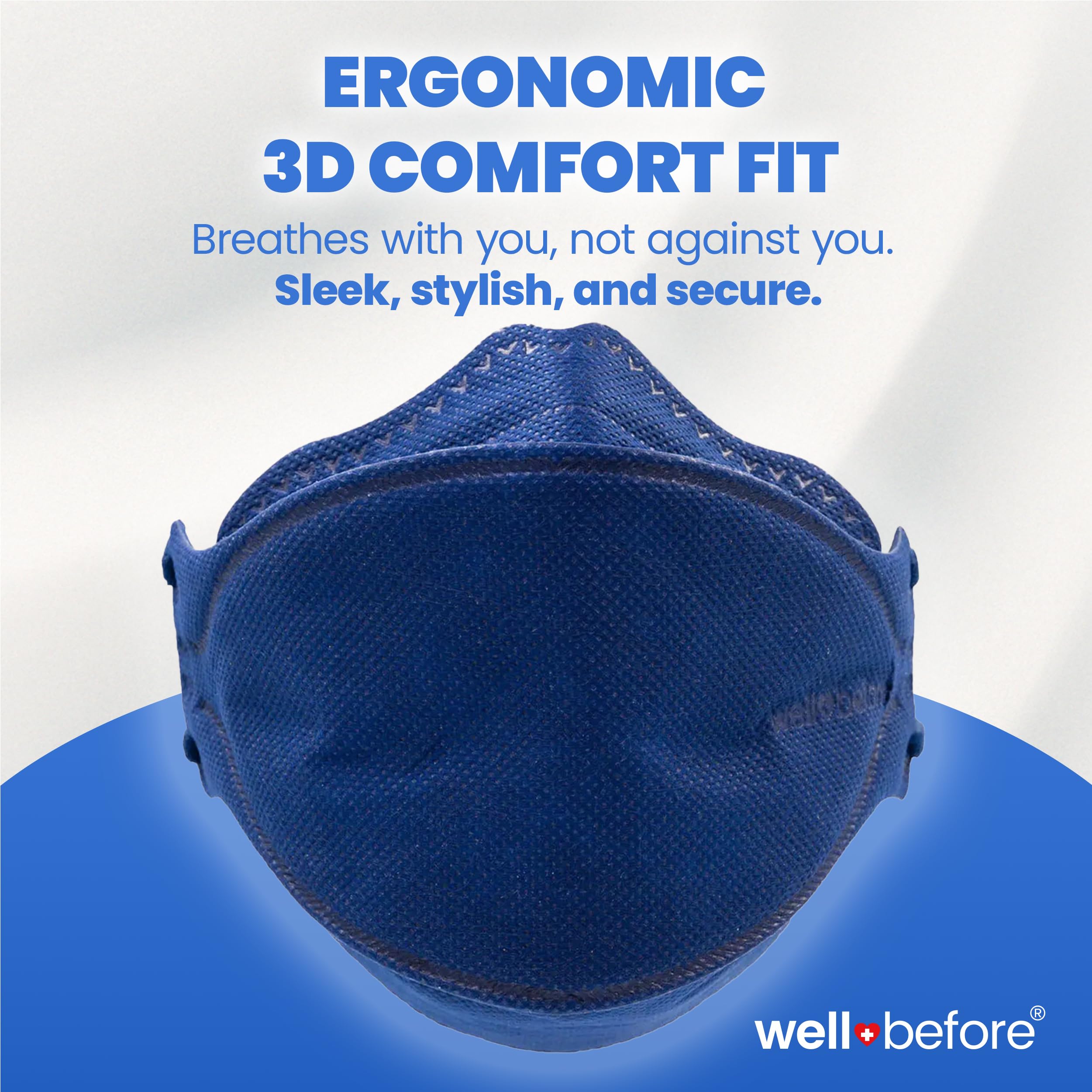 Well Before Premium KN95 Denim Mask offers five-layer filtration for breathable protection.