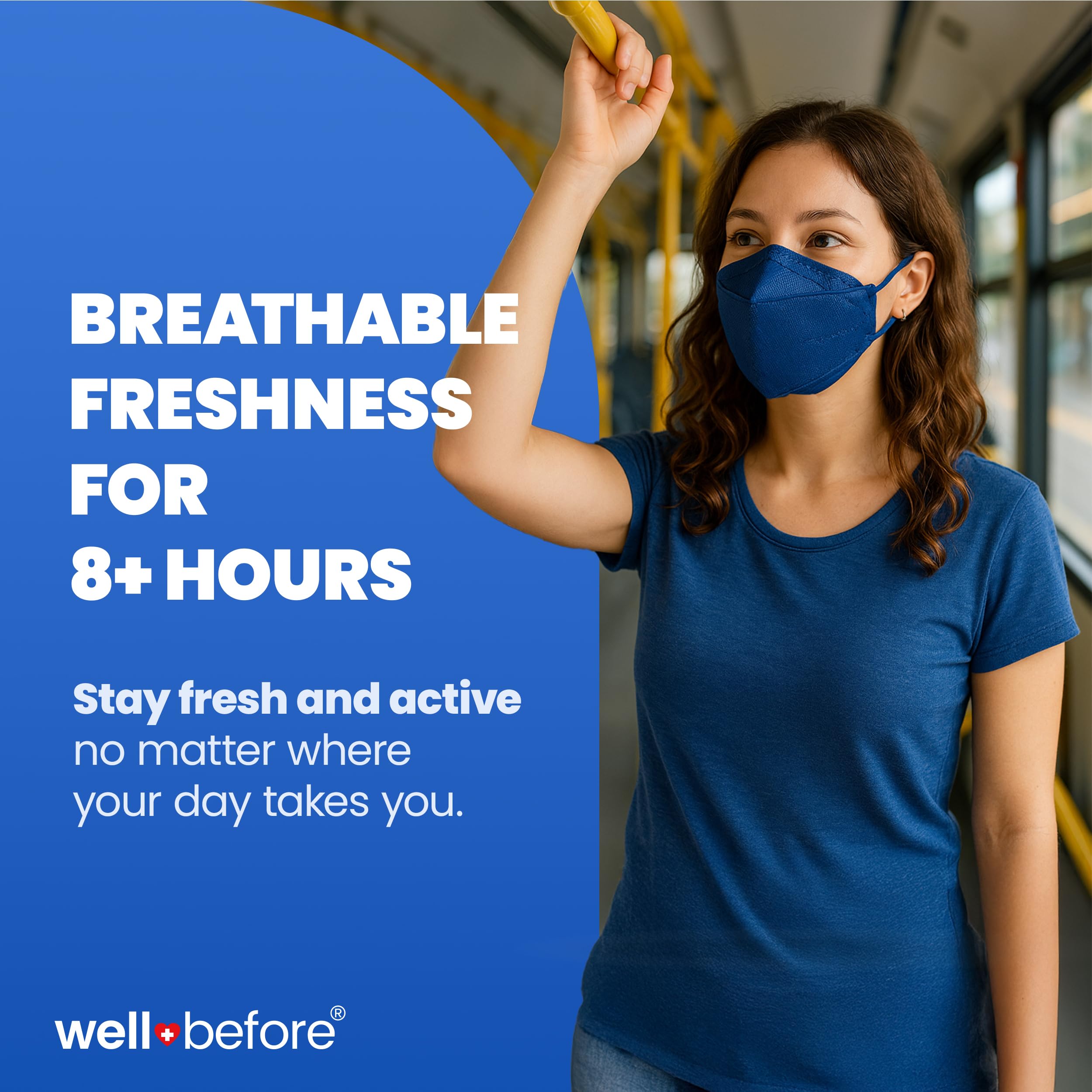 Well Before KN95 Denim Mask delivers lightweight comfort for extended wear.