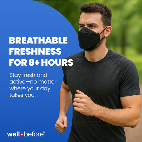 Well Before Premium 3D PRO KN95 mask lightweight design for all-day wear