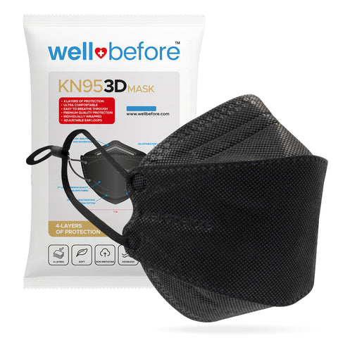 Well Before 3D KN95 mask with adjustable ear loops for a secure daily fit.