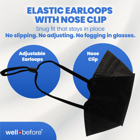 Well Before 3D KN95 mask provides ergonomic fit for everyday activities.