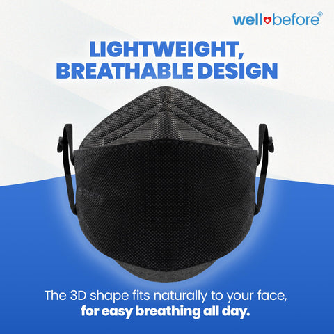 Well Before 3D KN95 mask inner layer is breathable for extended comfort.