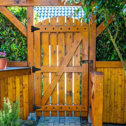 Outdoor gate hardware ready for easy installation with provided instructions.