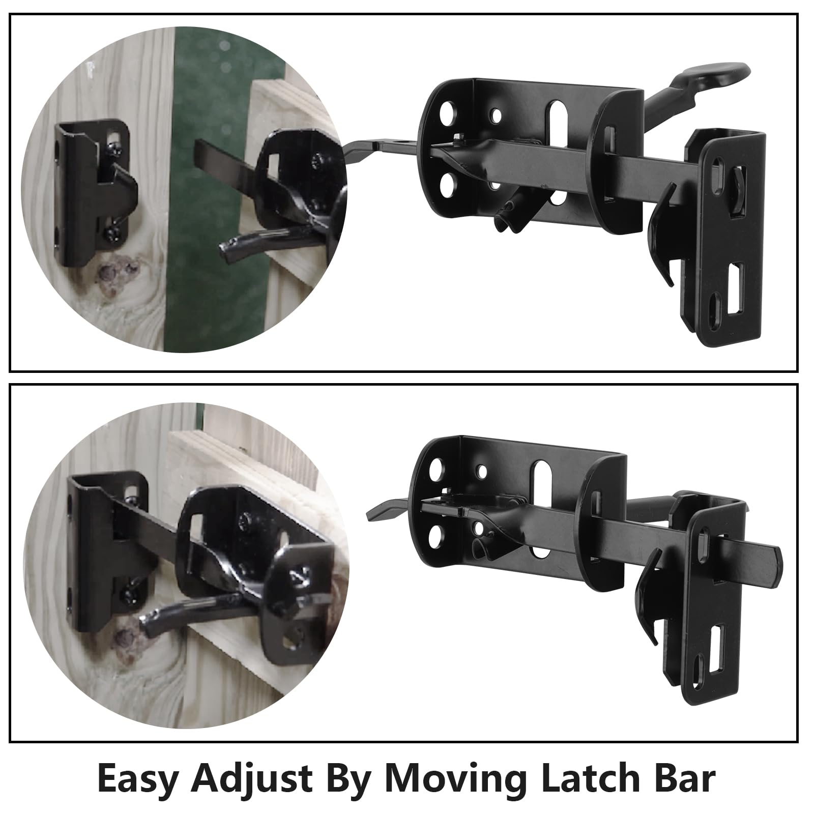 Self-locking mechanism ensures gate catches securely after use.