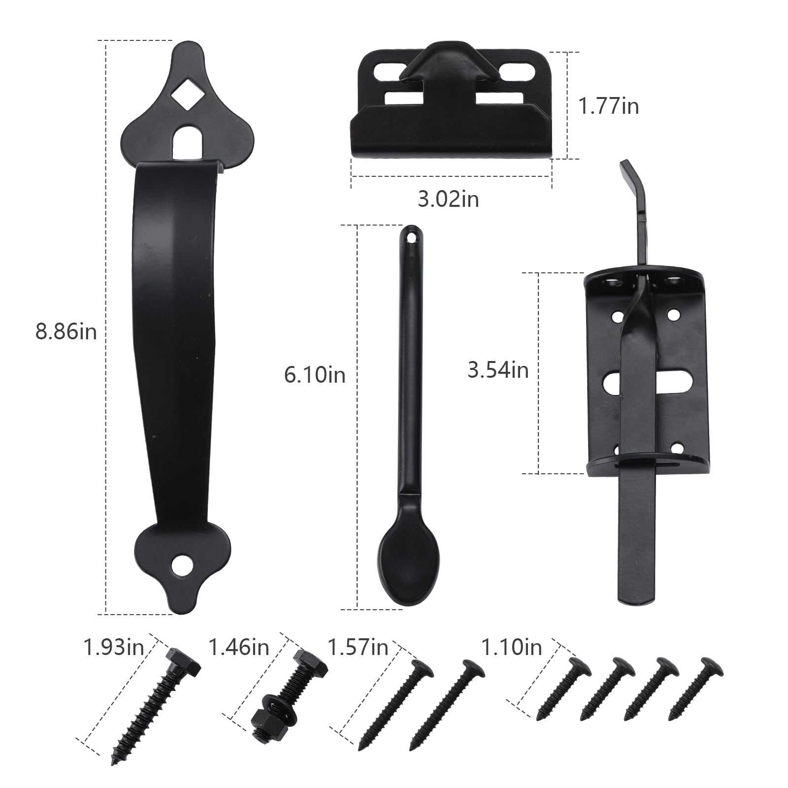 Durable steel with black finish resists weather and rust.
