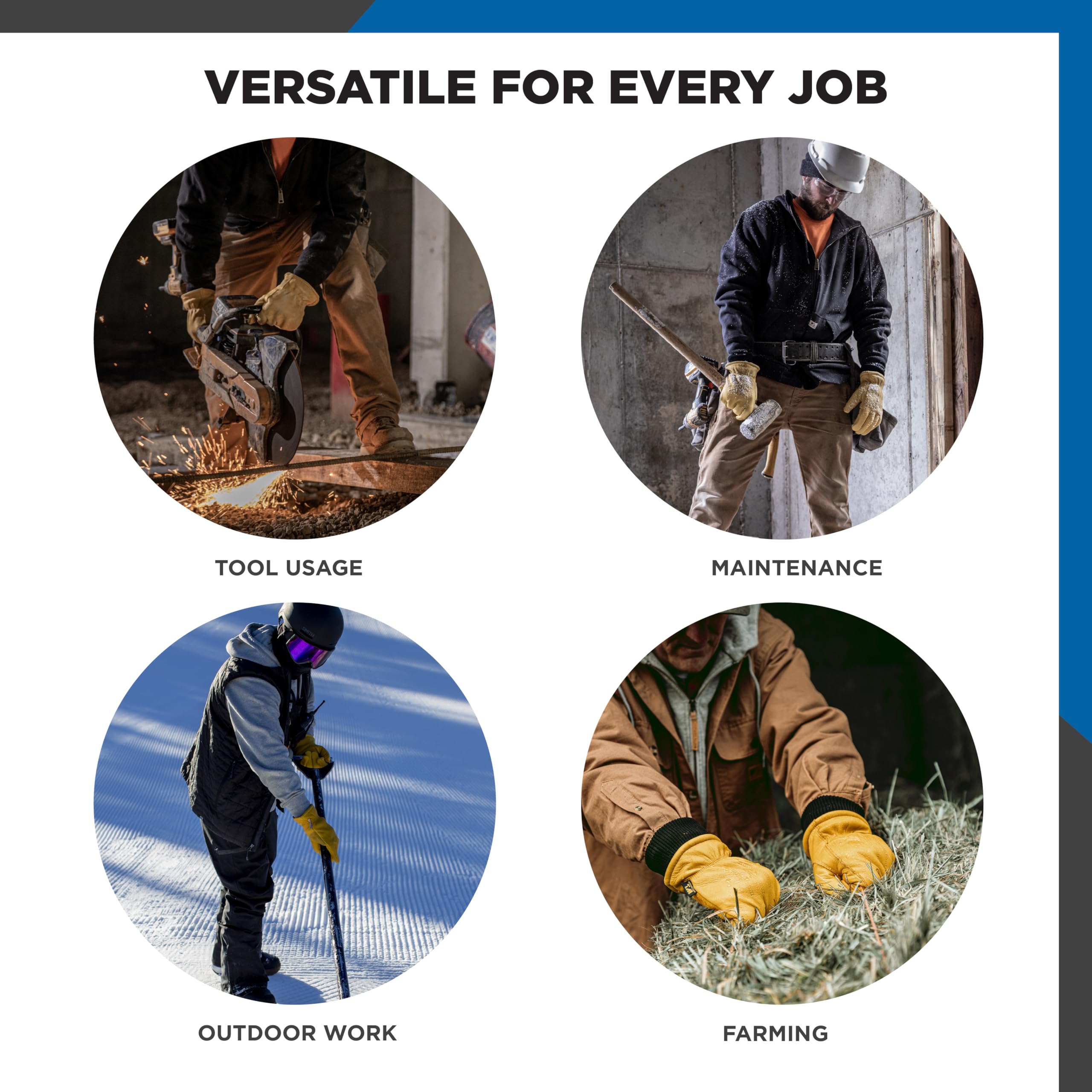 Wells Lamont HydraHyde leather gloves — full grain cowhide for durability.