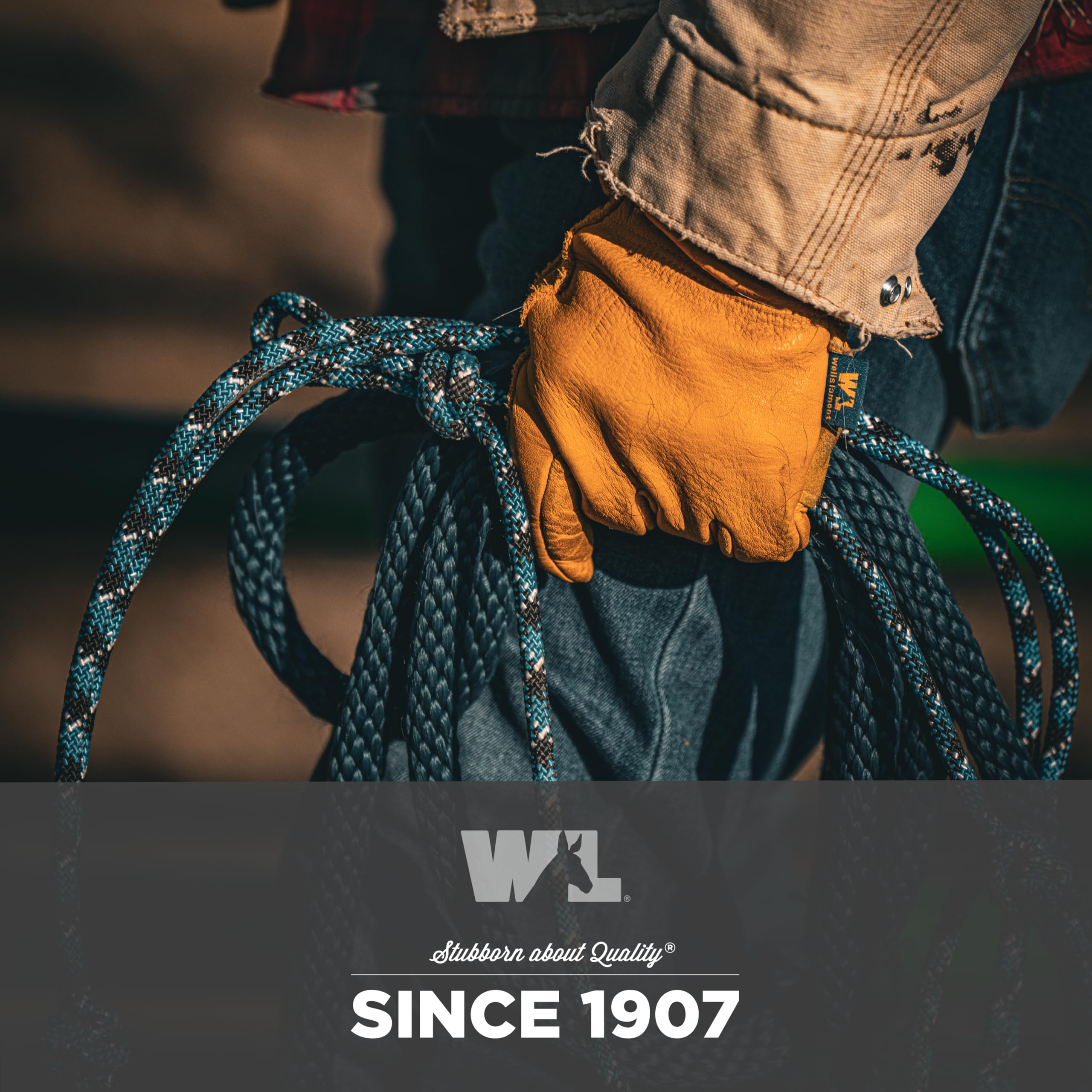 Wells Lamont HydraHyde saddletan medium glove for rugged outdoor work.