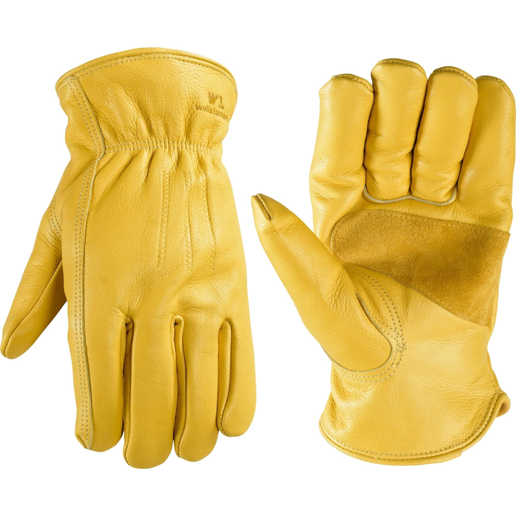 Wells Lamont men's winter gloves with full-grain cowhide for durability