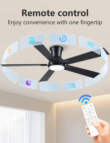 Wellspeed remote-control six-speed fan for easy bedside or living room adjustments