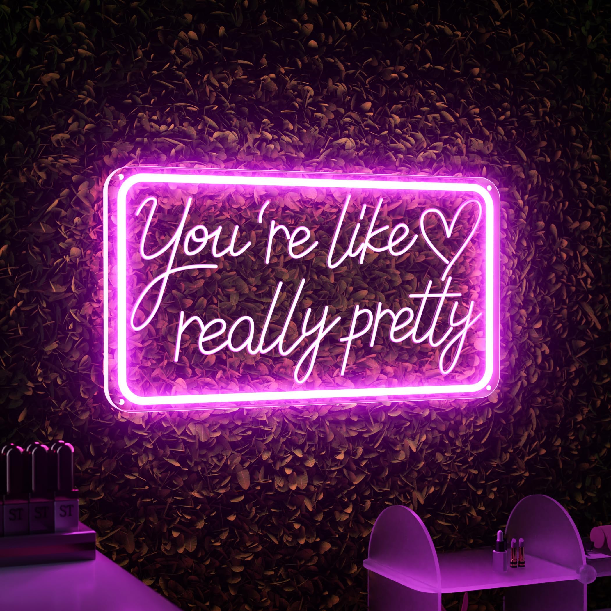 Welltodo pink neon name sign for bedroom wall decor, creates a dreamy ambiance.