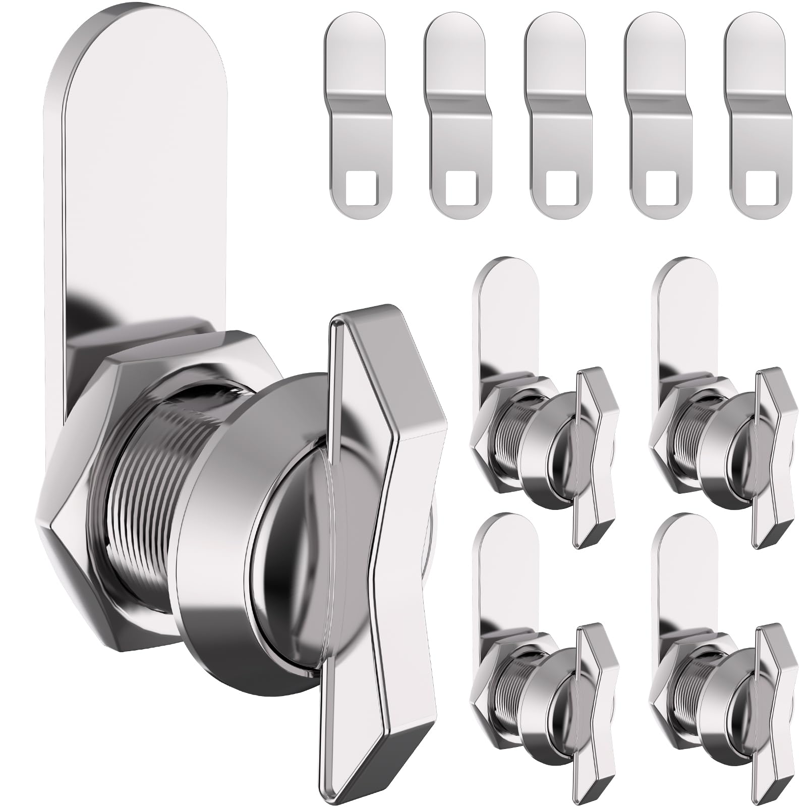 WELLUCK 5/8-inch thumb-operated cam lock front view for secure cabinets.