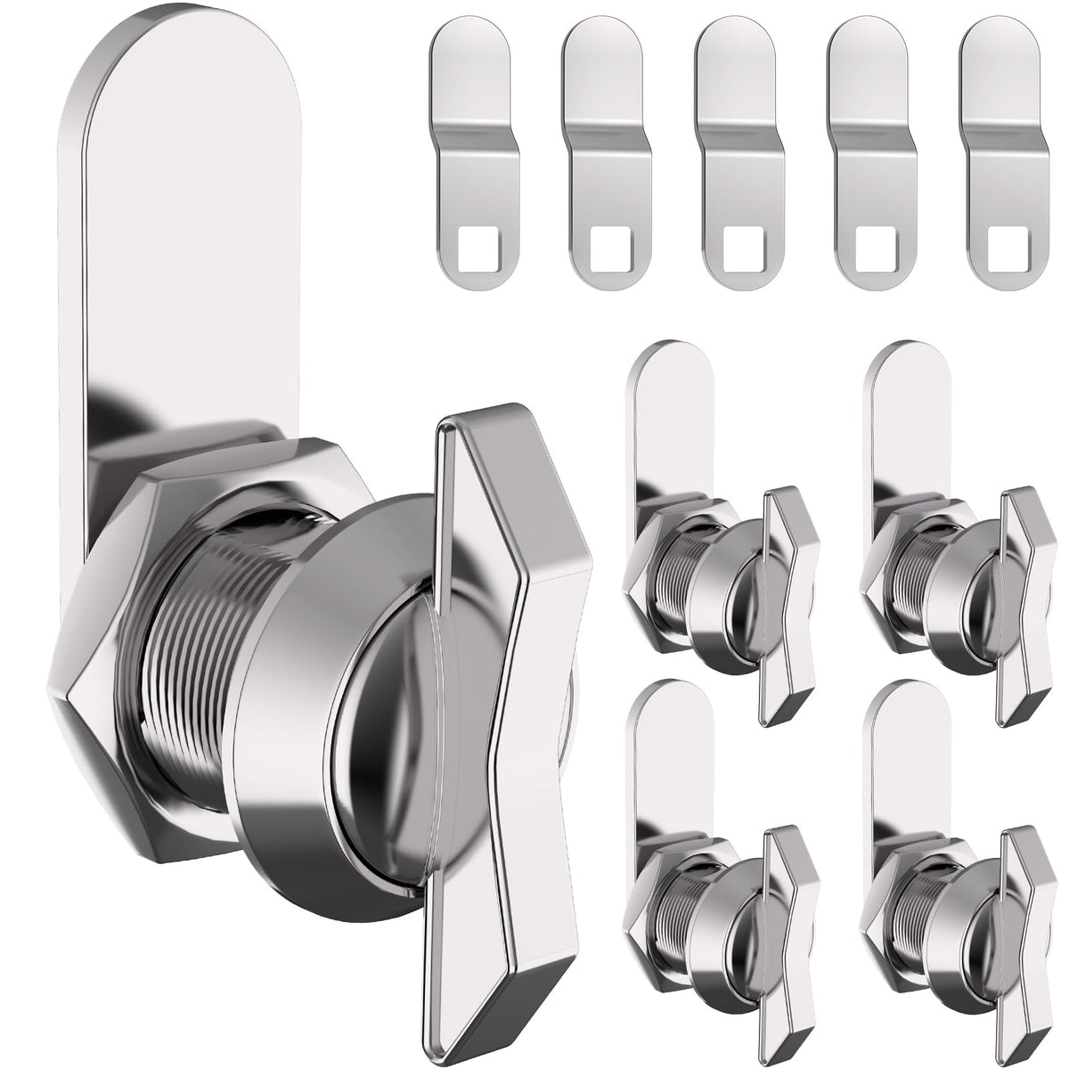 WELLUCK 5/8-inch thumb-operated cam lock front view for secure cabinets.